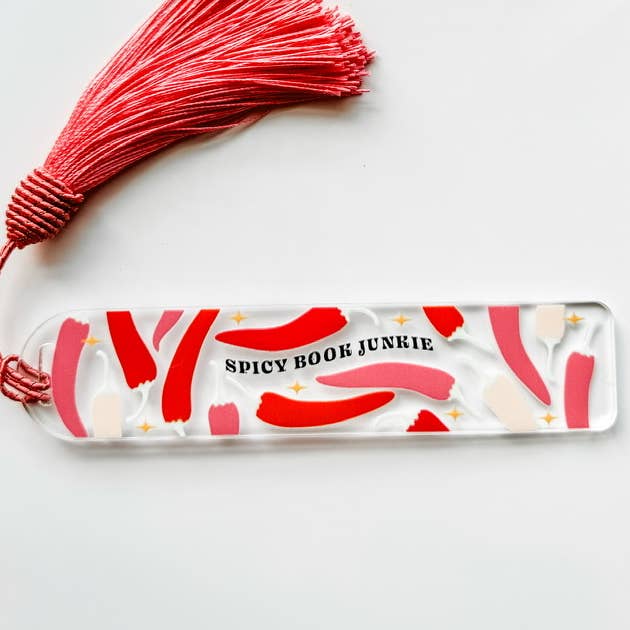 Bogmærke - Boghandelsgave - Akryl - Spicy Book Junkie for engroshandel hos Literari Goods, Co | Book Themed Candles + Gifts