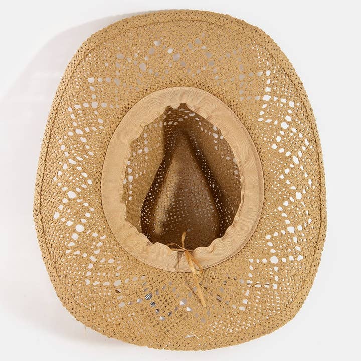 Collections by Fame Accessories - Wholesale Fedora - Women's - Cowrie Shell Straw Braided Cowboy Hat
