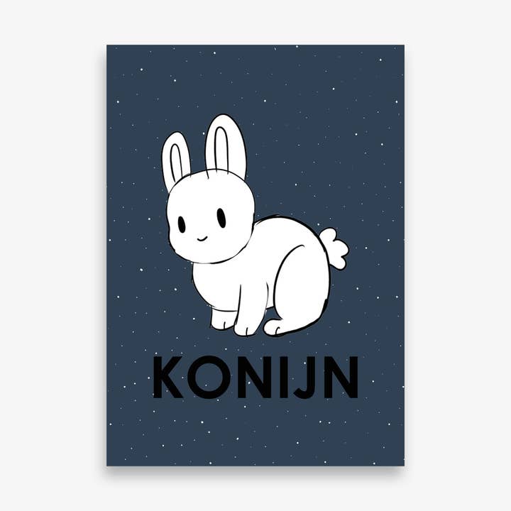 Póster para habitación infantil, diseño de conejo, color azul para venta al por mayor de MOODZ design