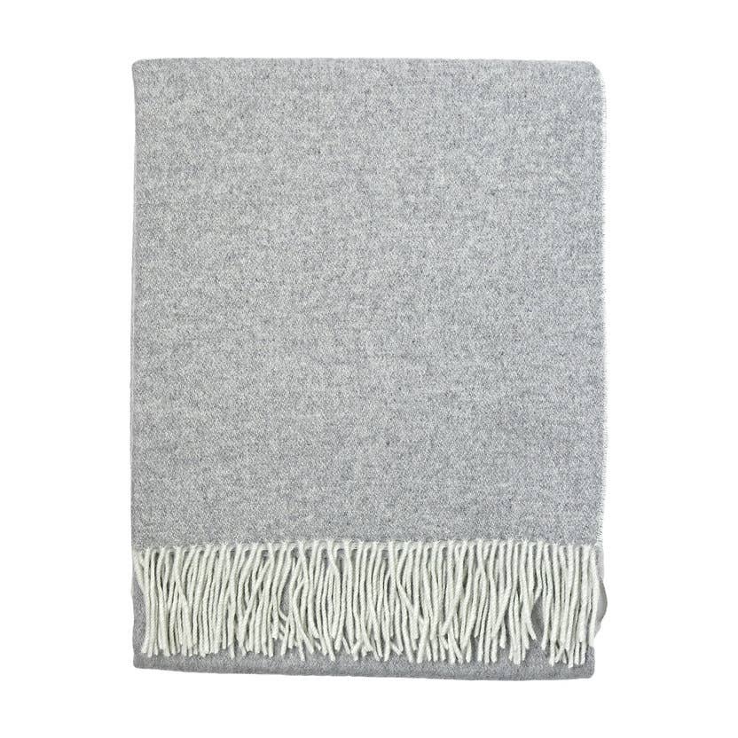 Pearl Grey and Cream Cashmere Blend Wool Blanket DOUBLE for wholesale on Faire1