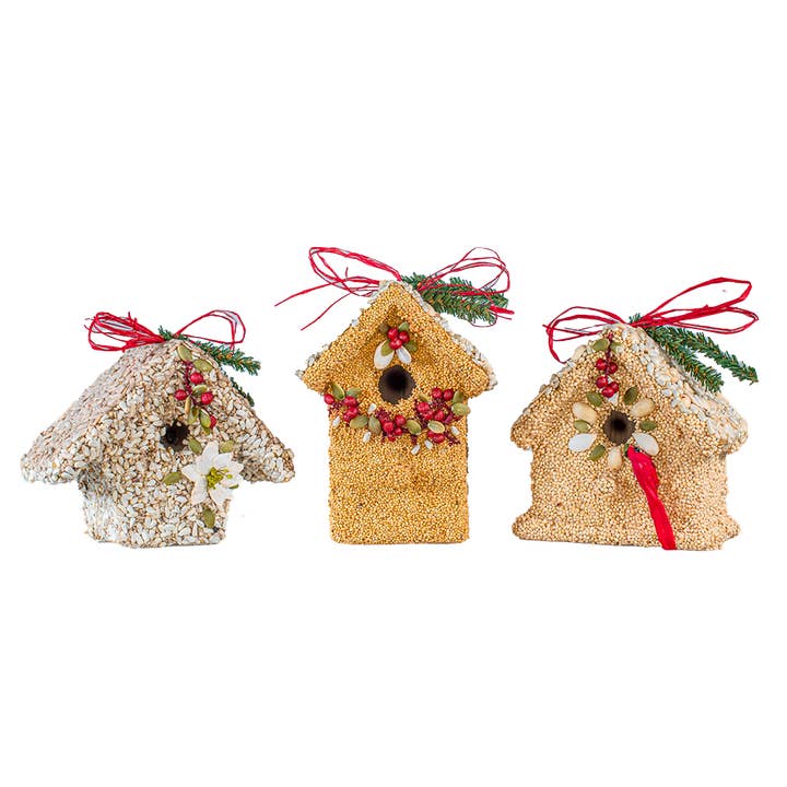 Poinsettia Birdie Cottages for wholesale by Mr Bird