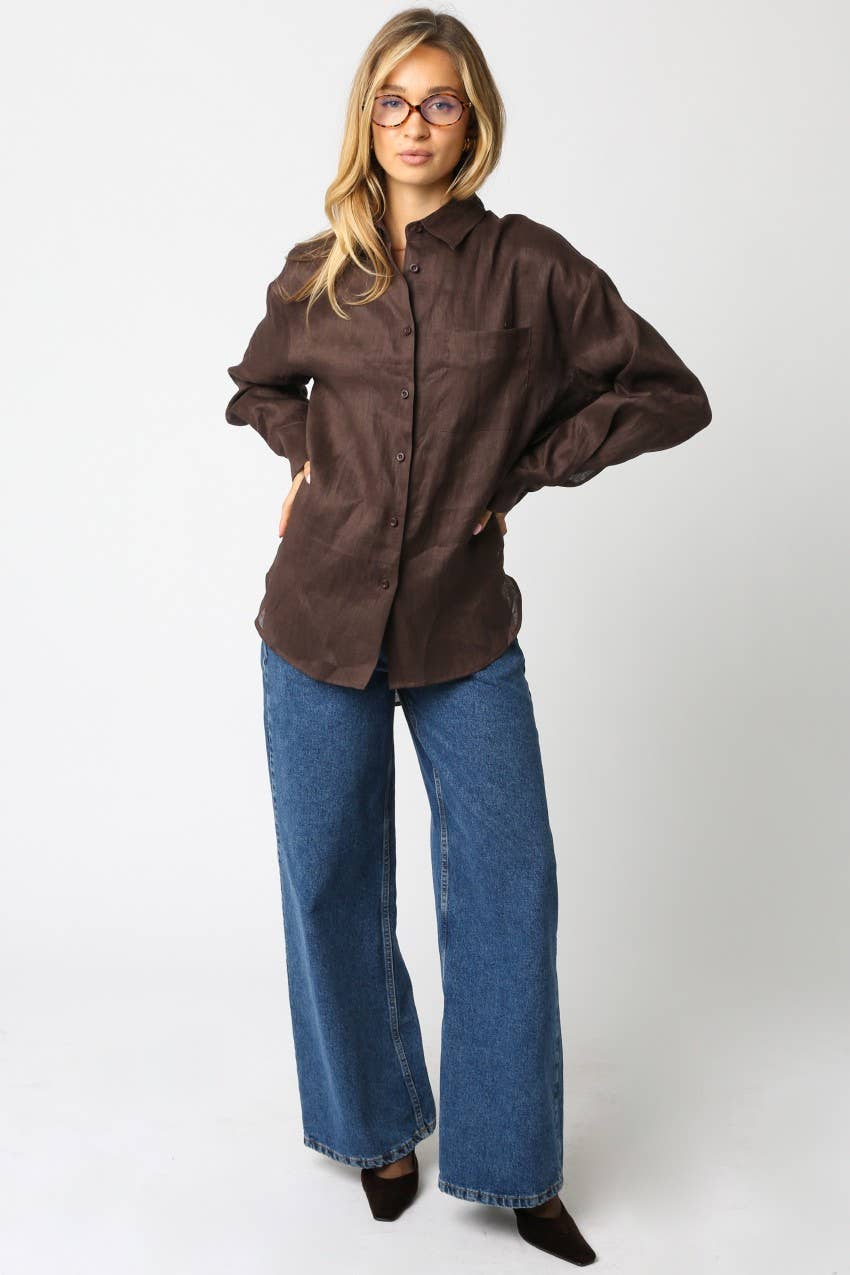 Olivaceous – wholesale Buttoned-down shirt – Women's – Helen Linen Shirt13