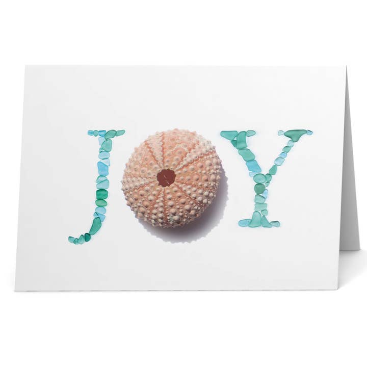 Sea Glass Joy - Biglietto natalizio con riccio rosa per la vendita all'ingrosso da parte di Beachcombing / Etched by the Sea