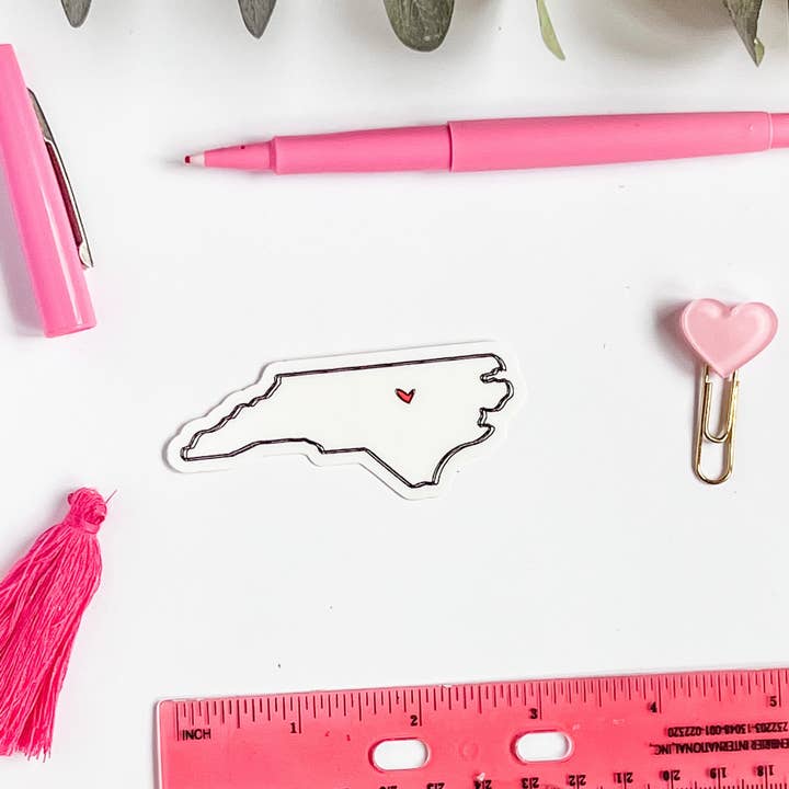 Positively North Carolina - Wholesale Sticker - North Carolina Heart Travel & Road Trip Stickers2