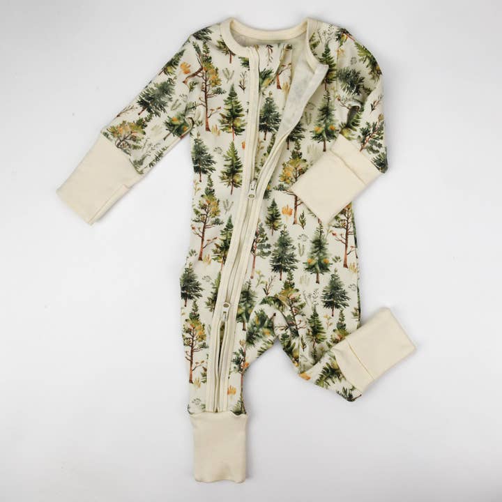 Earthy - Wholesale Sleepsuit - Baby - Organic Cotton Baby Pajamas 2-Way Zip Front Zipper Sleeper, Arbor