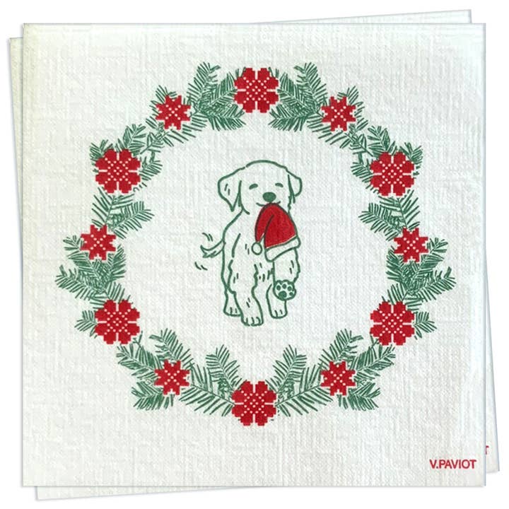 Chien Bonnet Cocktail Napkin for wholesale by Trendy Table