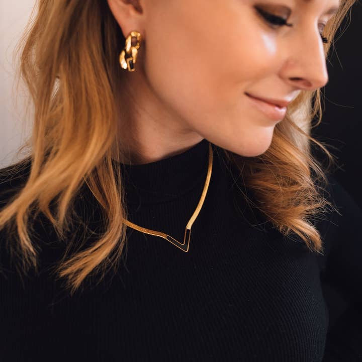 Steward & James - Vente Collier maille et chaîne - Collier Victoria en noir1