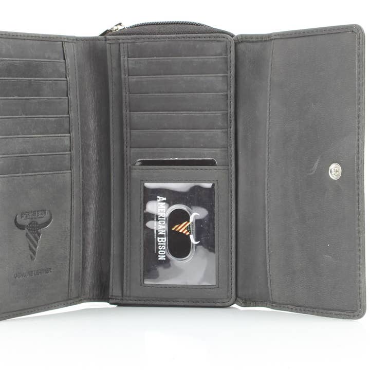 Leather Impressions Inc - Vendita all'ingrosso Pochette - Donna - Pochette da donna American Bison con bottoni floreali10