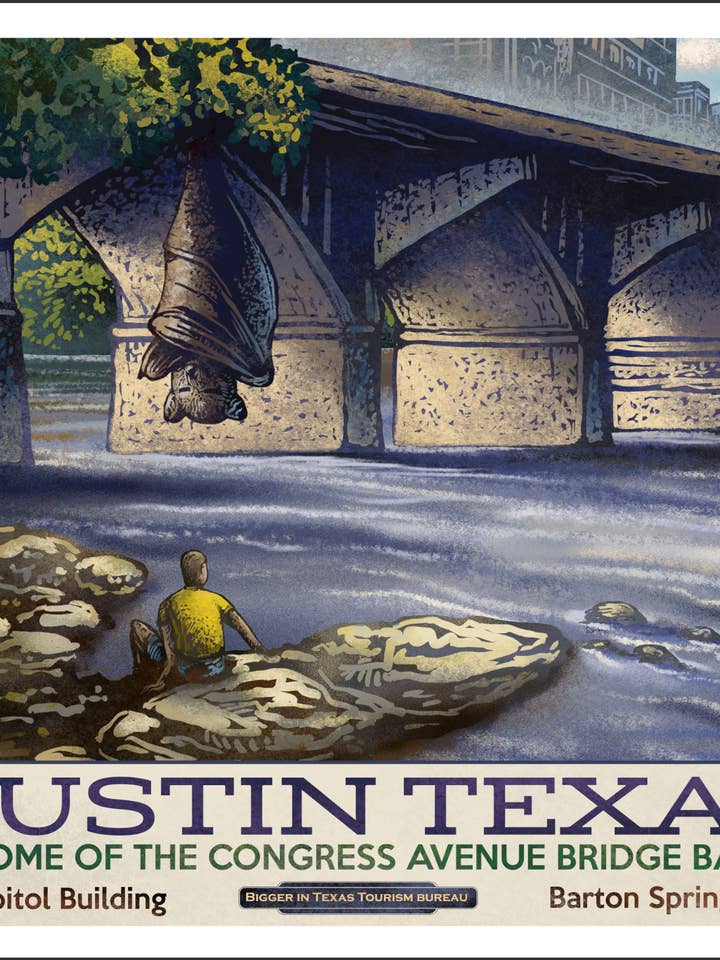 Austin- Fantasy Texas Travel 13" x 19" print for wholesale by ChetArt