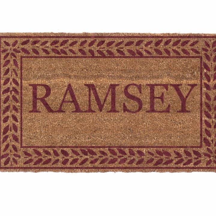 Rolling Scrolls Border Personalized Doormats - Vinyl Backed for wholesale by CocomatsNMore