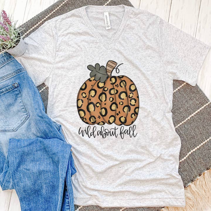 Wild About Fall Leopard Pumpkin Tee for wholesale by Painted Skies