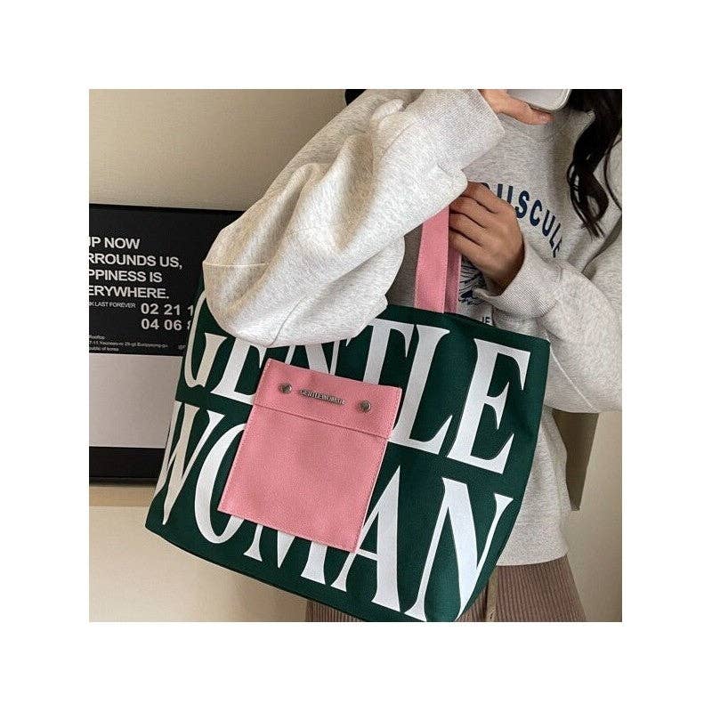 UZ Wholesale Store – wholesale Bärkasse - Dam – Brevtryck Canvas axelväska med stor kapacitet8