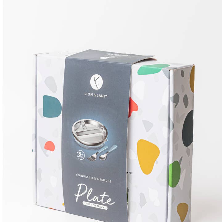 Lion & Lady - Wholesale Feeding Set - Baby - 18/8 Stainless Toddler Plate with silicone suction base, spoon and fork10