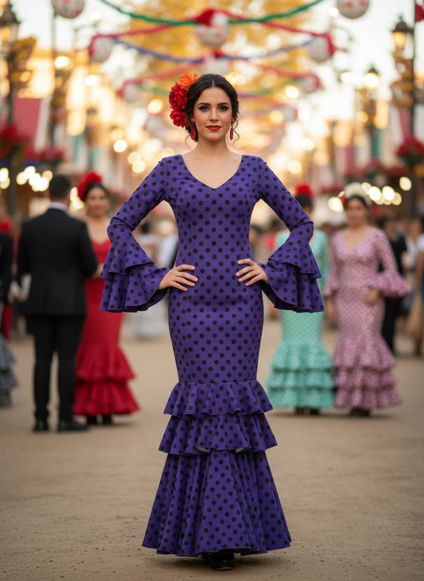MULBERRY PURPLE FLAMENCA DRESS EMMA WU DESIGN X FLAMENCA P0485 for wholesale on Faire