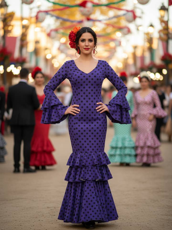 MULBERRY PURPLE FLAMENCA DRESS EMMA WU DESIGN X FLAMENCA P0485 for wholesale on Faire0