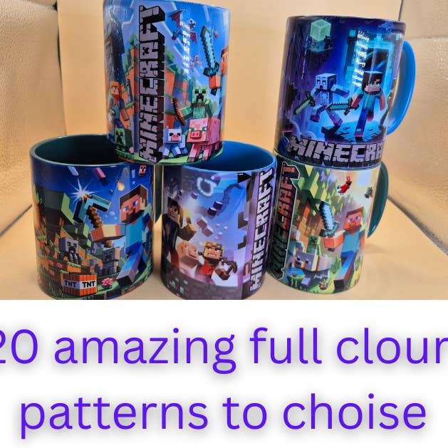 Canecas Temáticas de Minecraft – 20 Designs a Cores! Canecas de sublimação de 11 oz e outras tendências em Compre canecas para sublimação B2B. Devoluções gratuitas e condições de pagamento a 60 dias na Faire na Faire.