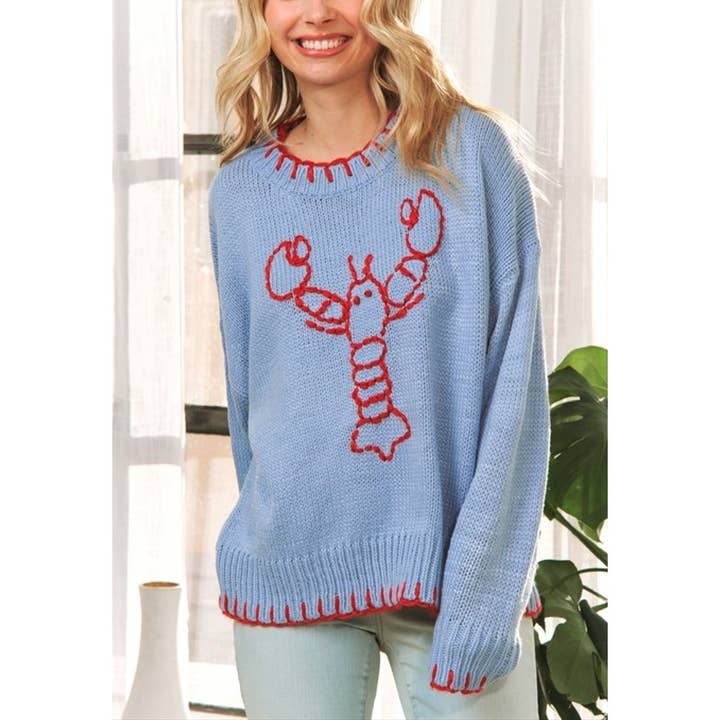 9414-1 MY LOVELY LOBSTER CASUAL PULLOVER SWEATER for wholesale by Coloring You