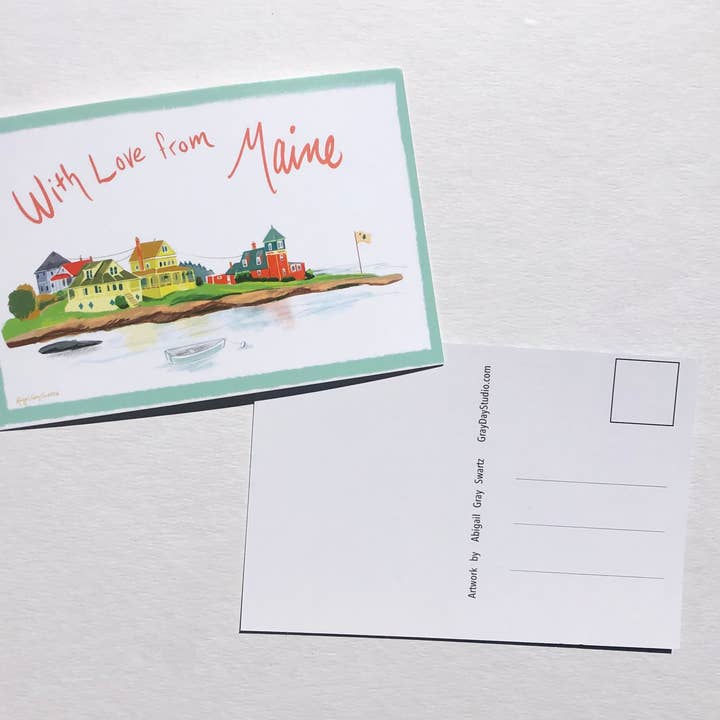Med kärlek från Maine vykort, somrigt kort för wholesale av Gray Day Studio