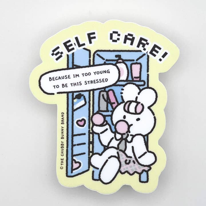 Self Care Motto vinylsticker voor wholesale door The Chubby Bunny Brand