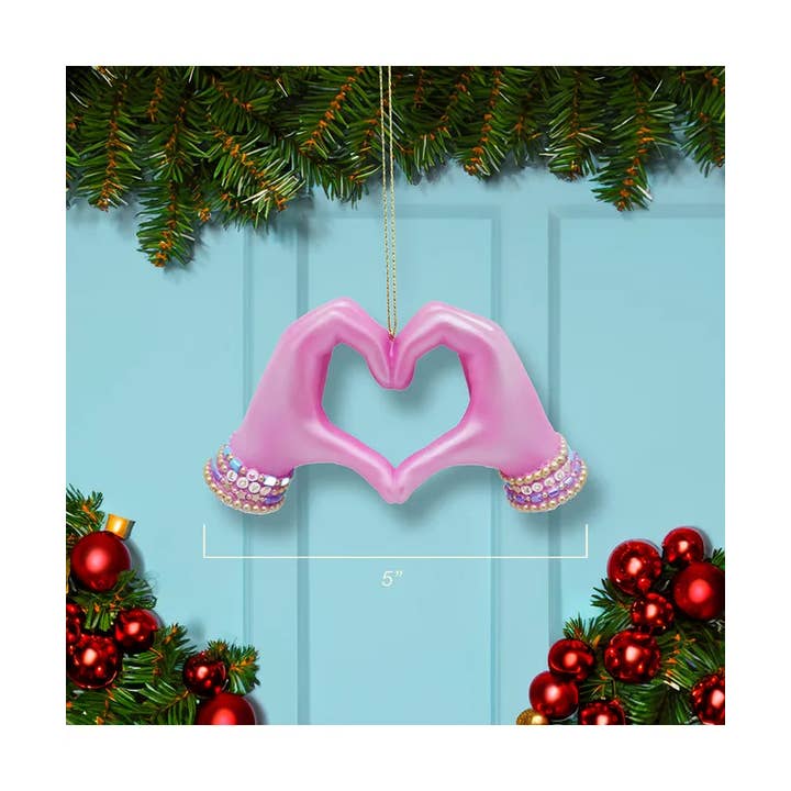Kurt S. Adler, Inc. - Wholesale Ornament - 5" Resin Pink Heart Hand Ornament2