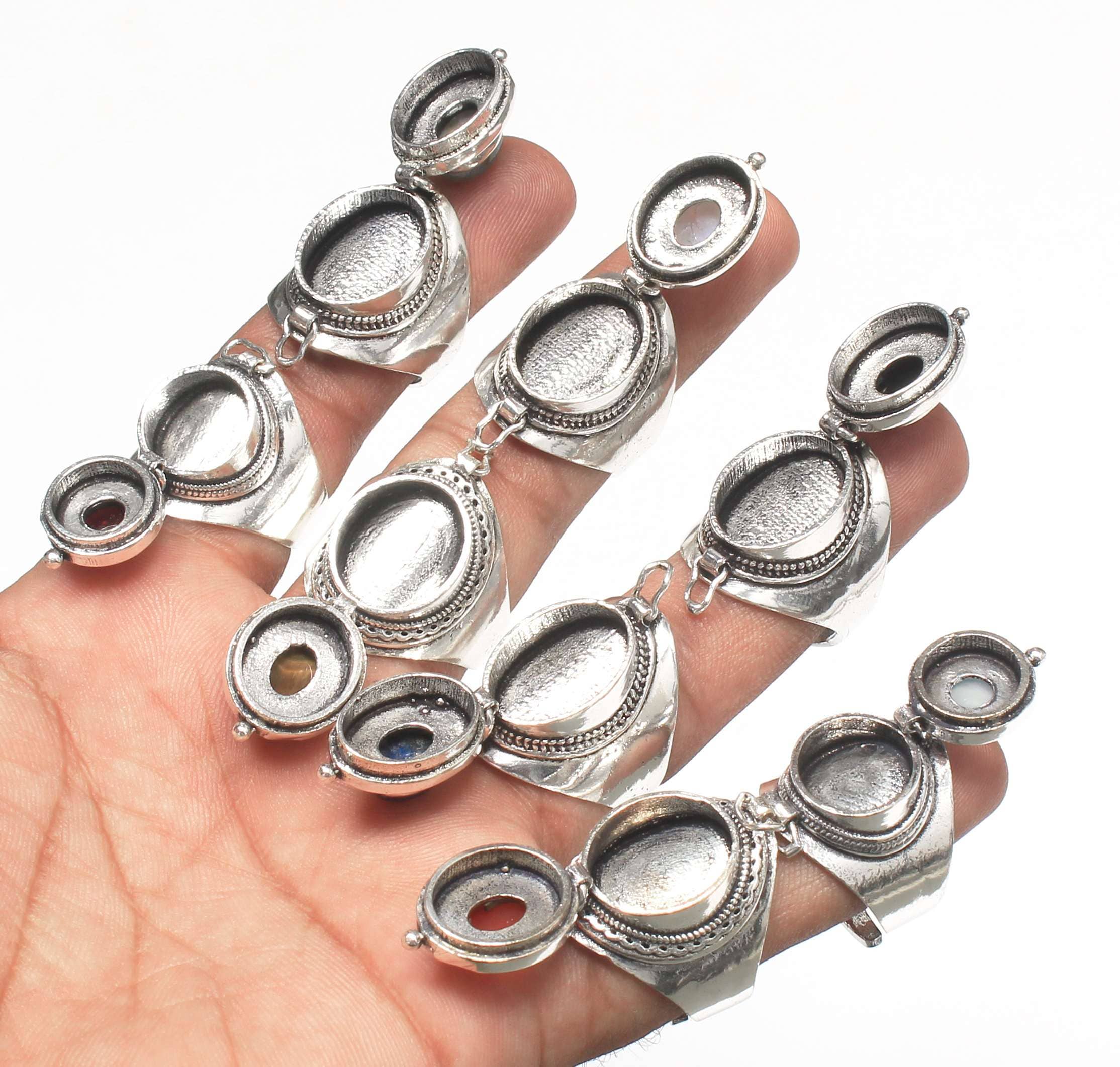 Handmade Jewels - Vendita all'ingrosso Anelli cocktail/statement - Anelli a Scomparto Placcati in Argento Fatti a Mano – Anelli Veleno con Scomparto Nascosto16