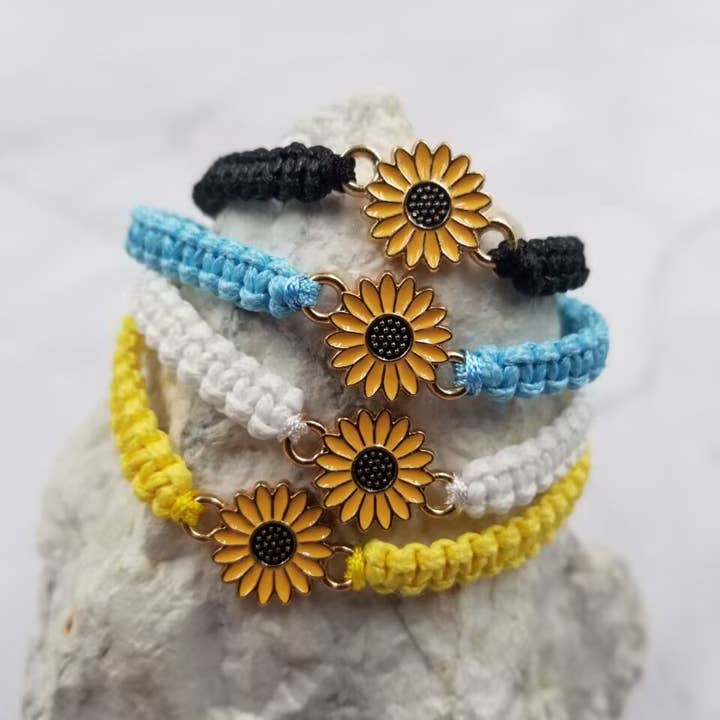 Handmade Woven Sunflower Bracelet for wholesale by The Pretty Jewellery