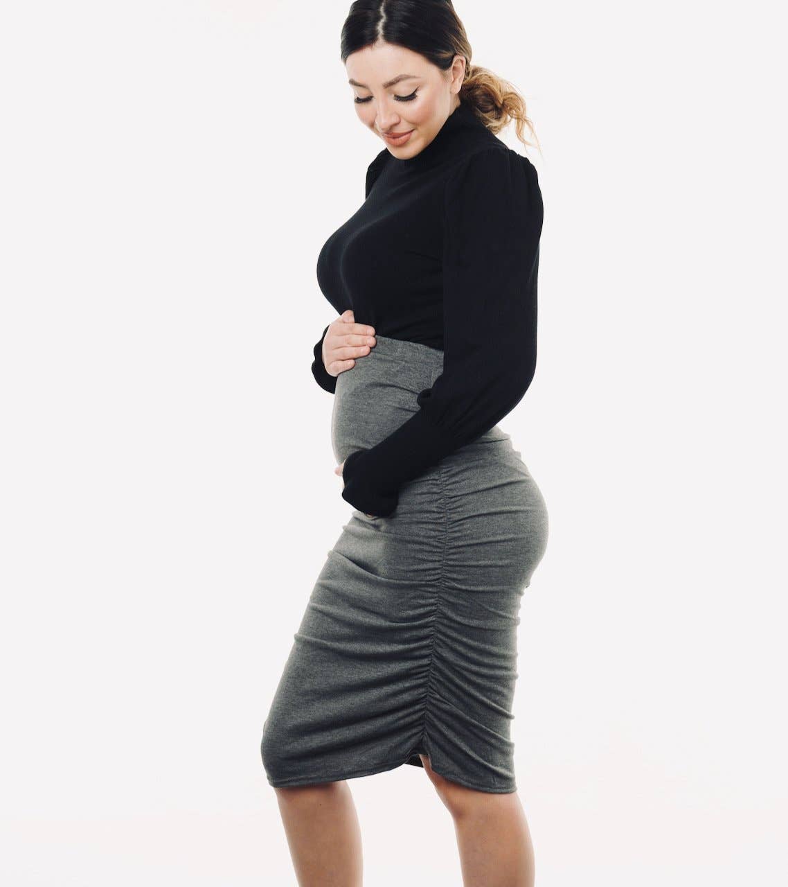 Amawrap - Wholesale Skirt - Women's - Ruched Maternity Skirt - Black3