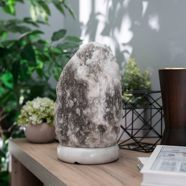 Himalayan Secrets - Wholesale Salt Lamp - GRAY Himalayan Salt Lamp w/ Gray Marble Base - 12-15 Lbs