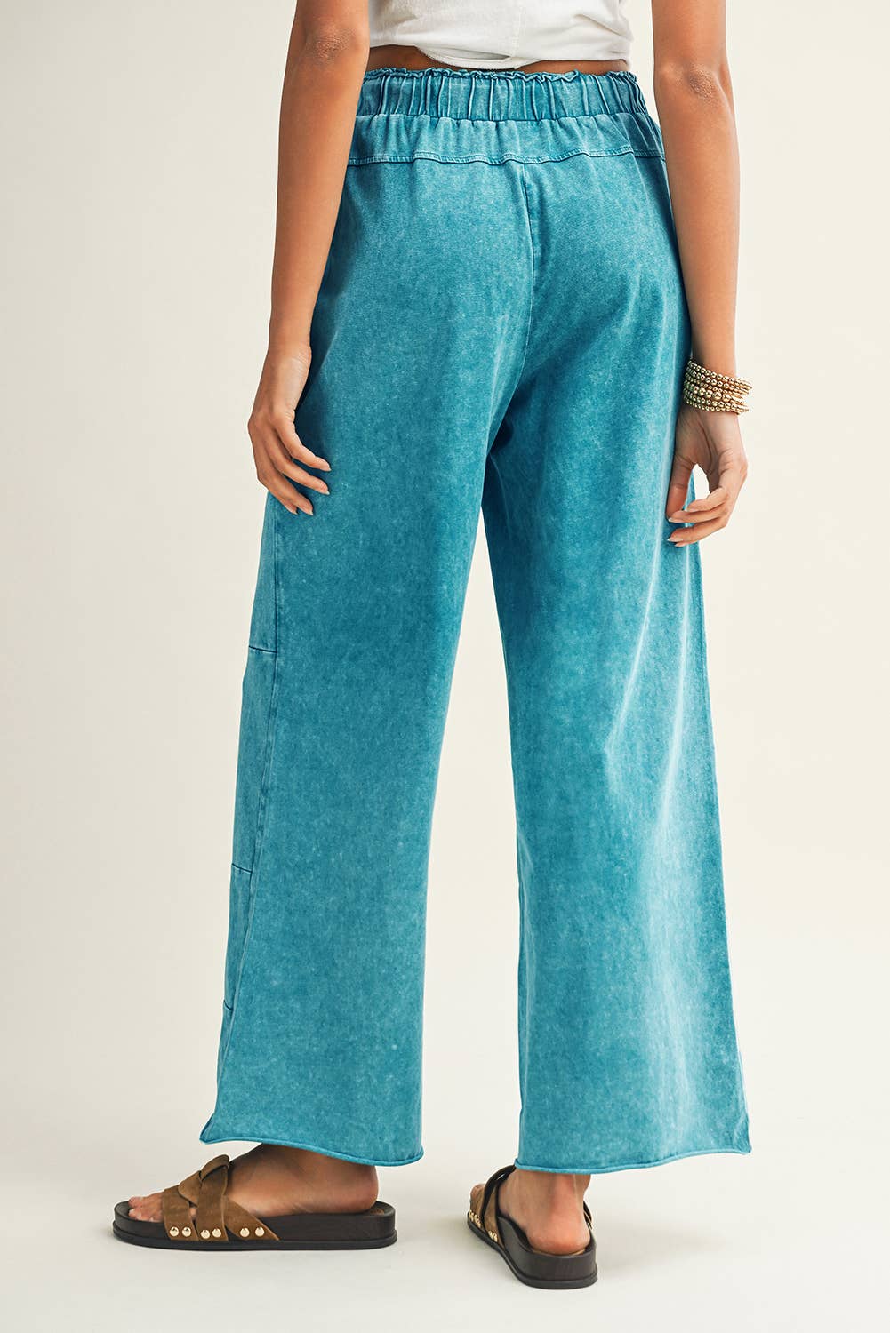 Little Daisy Closet - Wholesale Pants - Women's -  LDC Mineral Wash Lace-up High Waist Raw Hem Patched Pants2