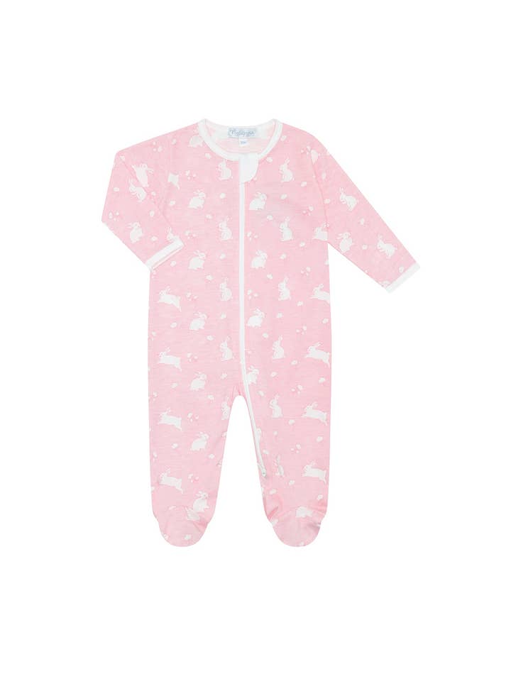 Pink Bunny Cotton Zipper Footie for wholesale by Nellapima