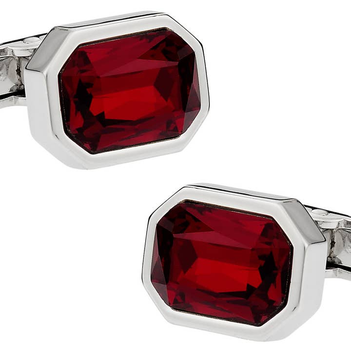 Austrian Shimmering Crystal Siam Red Cufflinks for wholesale by Cuff-Daddy