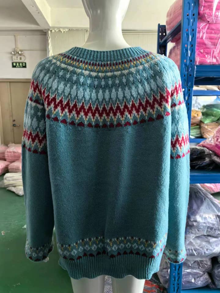 Rosa Clothing - Wholesale Knit Sweater - Women's - Cottagecore Vintage jacquard knit sweater jumper25