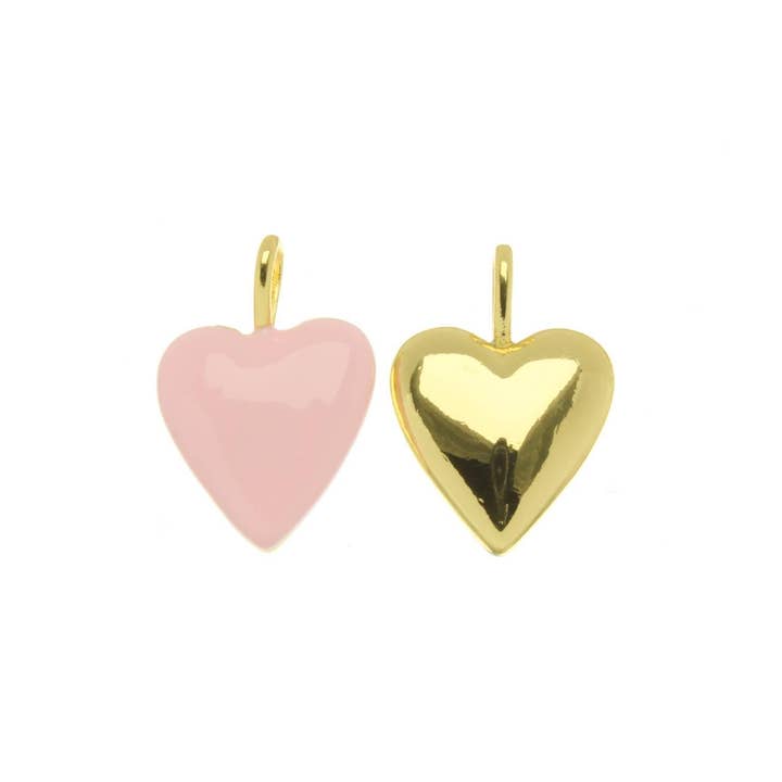 Jewel Pledge - Wholesale Individual Charm/Pendant - Silver/Gold Puff Heart Charm for Necklace, Shiny Enamel5