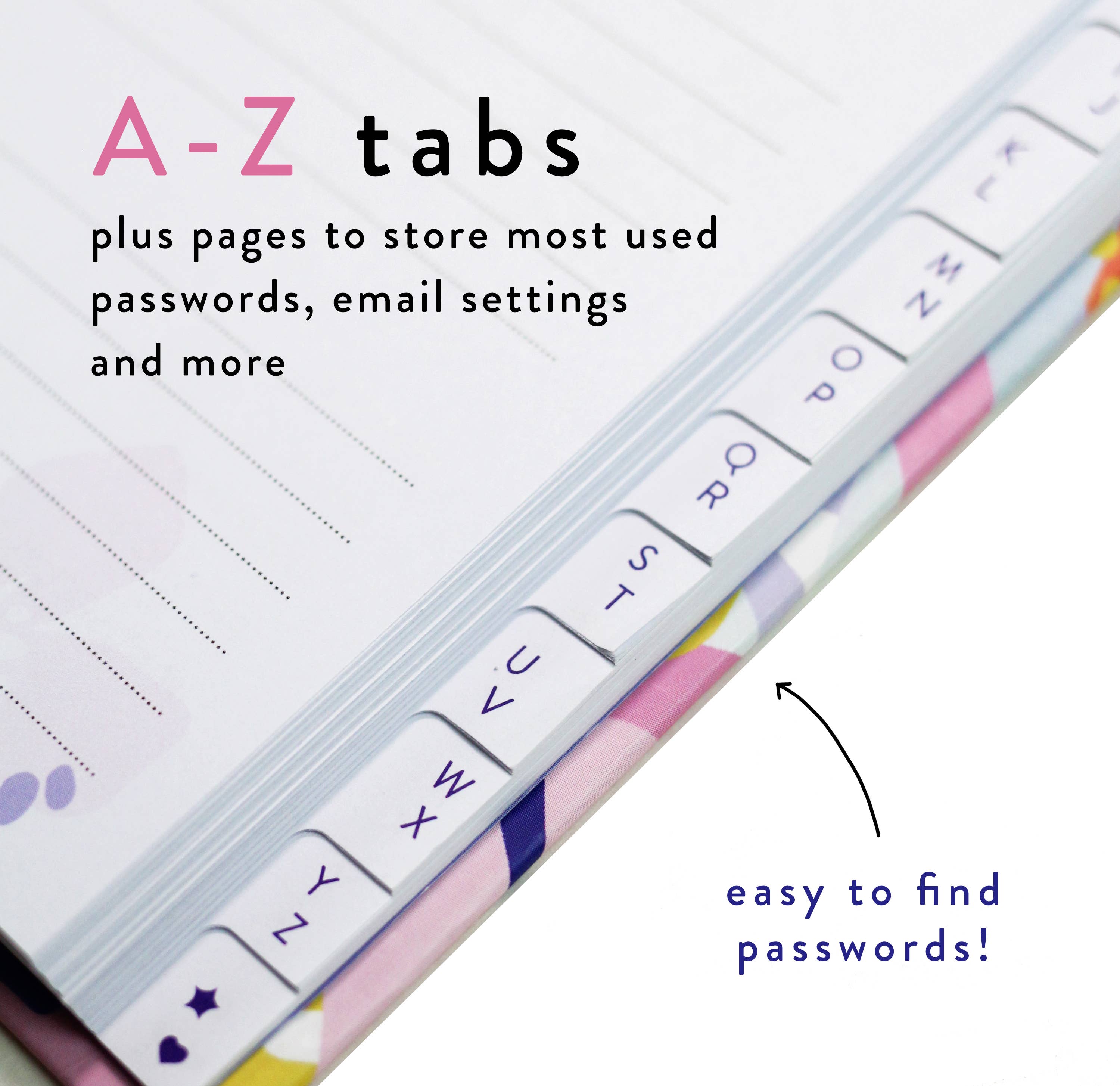 Makewells - Wholesale Journal/Diary - Password Book with Alphabetical Tabs - Pastel Florals2