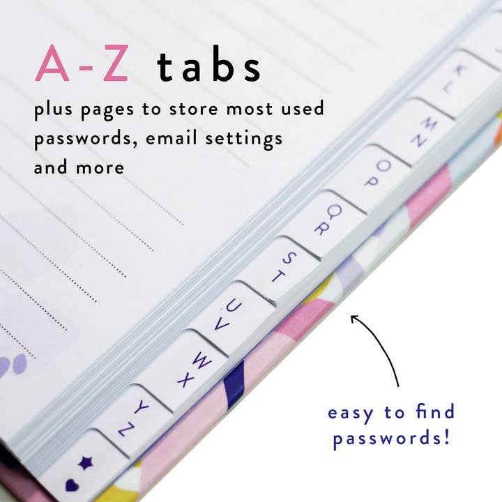 Makewells - Wholesale Journal/Diary - Password Book with Alphabetical Tabs - Pastel Florals2