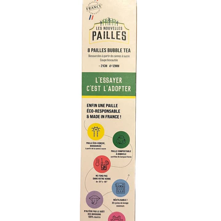 PERLES DIFFUSION - Wholesale Drink Stirrer - BUBBLE TEA STRAW SUGARCANE FIBER case of 82