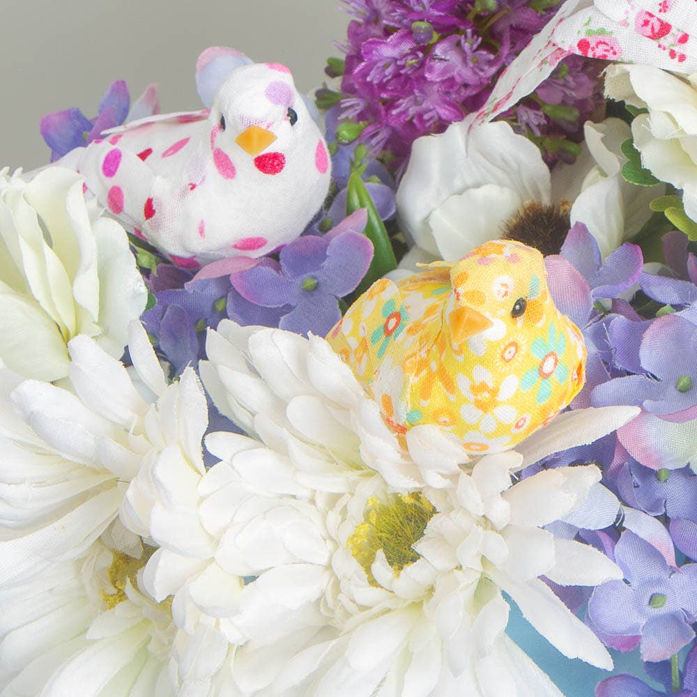 Factory Direct Craft – wholesale Artificial flowers – Assorted Floral Pattern Chickadee Bird with Clips1