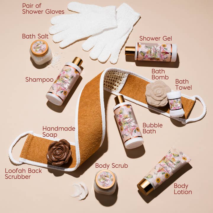 Lovery - Wholesale Bath & Body Set - Christmas Bath & Body Gift Set, 13pc Vanilla Coconut Spa Kit