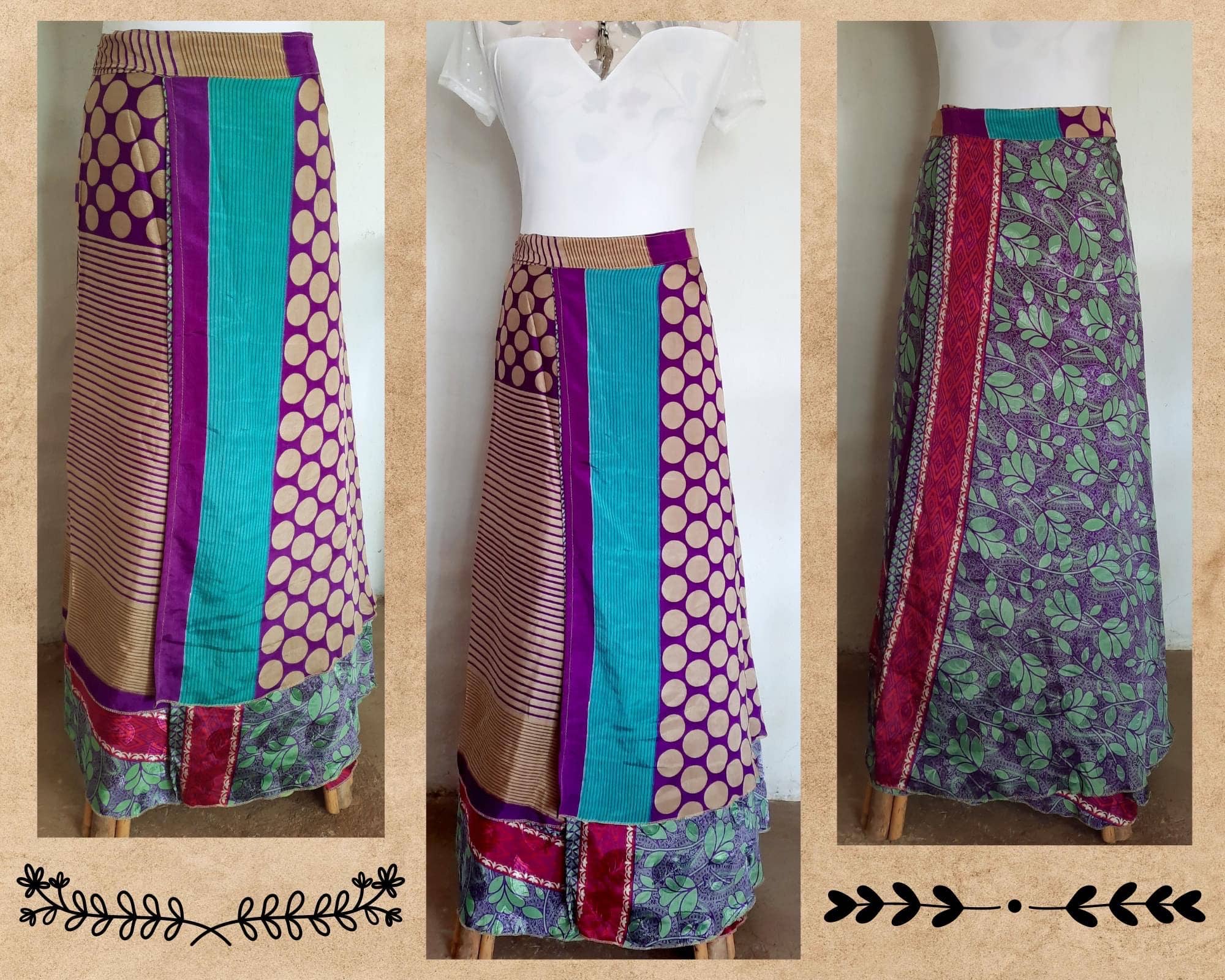 Meghcraft – wholesale Skirt – Women’s – Indian Vintage Silk Sari Wrap Skirt-Magic Wrap around skirt9