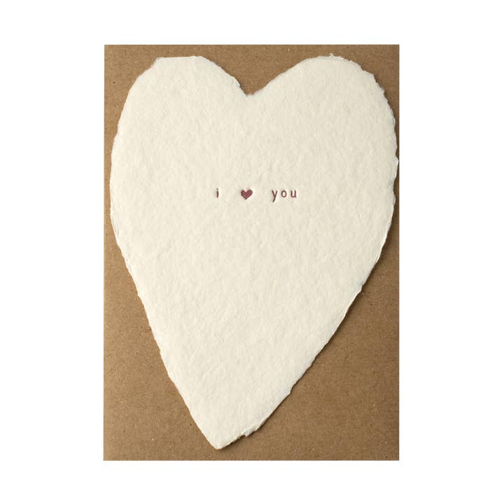 Oblation Papers & Press - Wholesale Love Card - I Love You Greeted Heart Handmade Paper Letterpress Card0