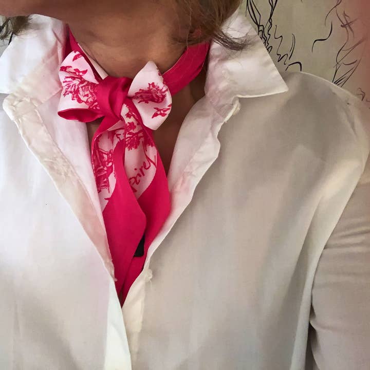 Malibu & Beyond Co /LENNOX MODE - Vendita all'ingrosso Sciarpa - Donna - Piccola e iconica sciarpa lunga sottile Twilly in seta con stampa toile7