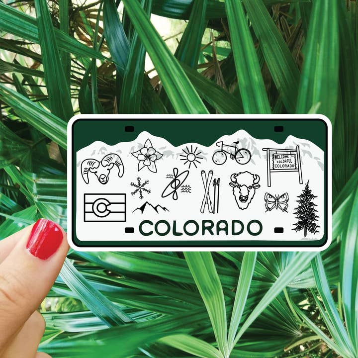 Colorado License Plate Sticker for wholesale by Bee Beachey Designs