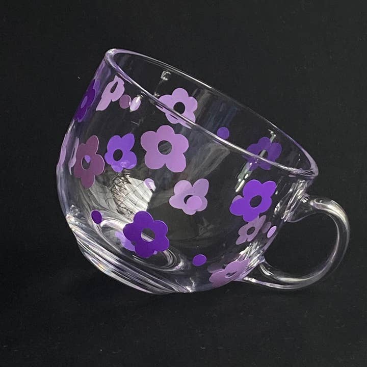 Caneca de vidro floral roxo por atacado de PurpleDuck