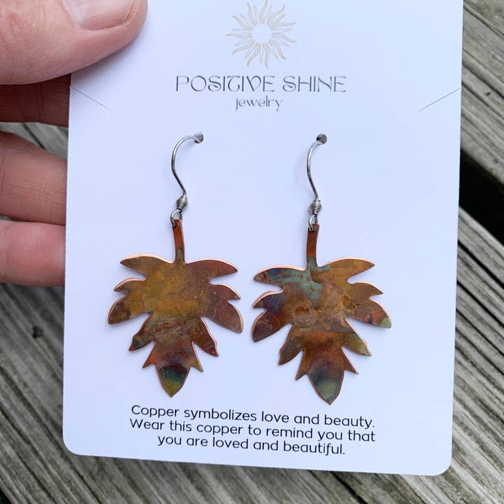 Maple Leaf Earrings for wholesale by Positive Shine Jewelry