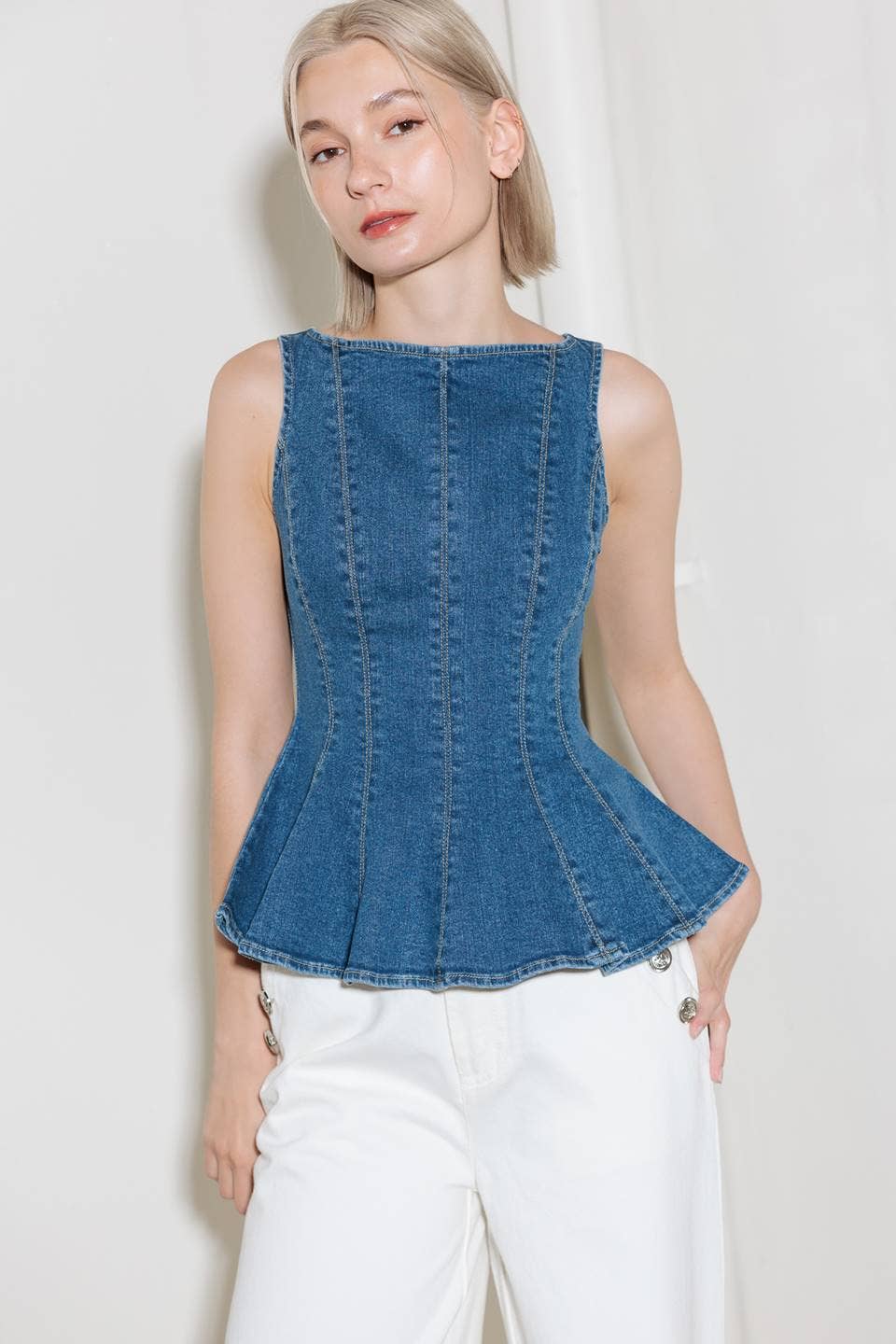 A washed denim top - FT1576 for wholesale on Faire