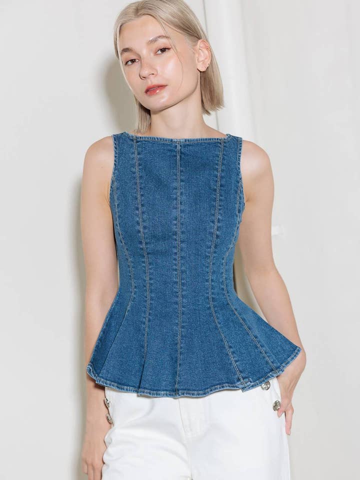 A washed denim top - FT1576 for wholesale on Faire