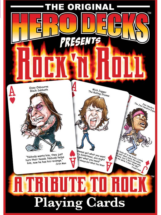 Rock n Roll Heroes Playing Cards for wholesale by Midwest Novelty / Parody Productions