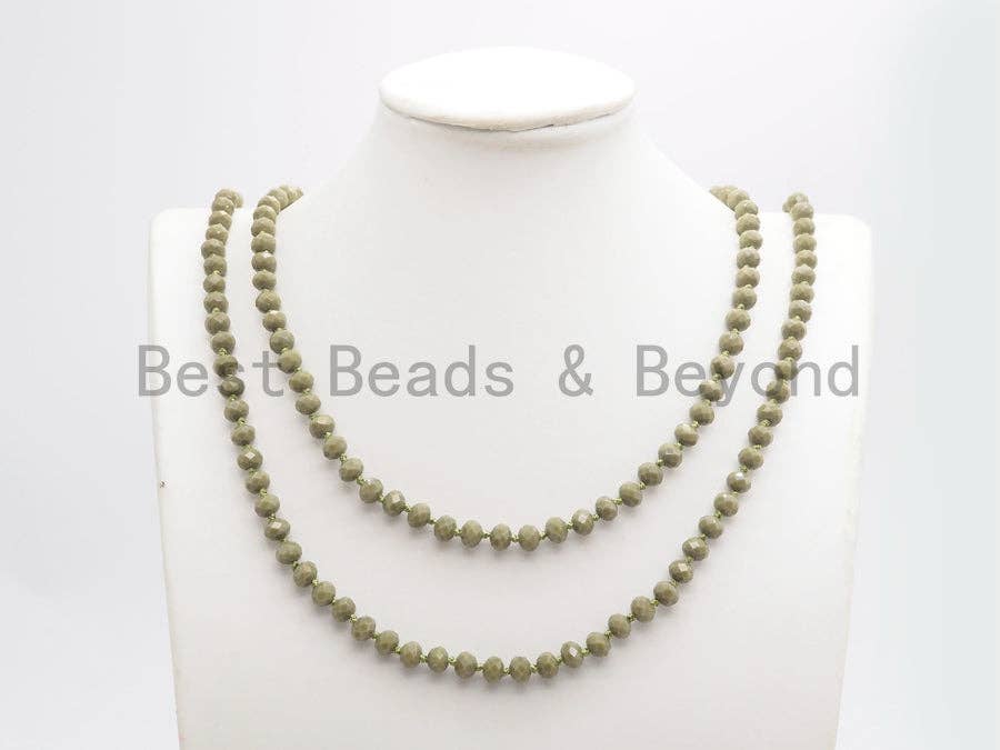 BestBeads&Beyond - Wholesale Beaded/Pearl Necklace - 60" Extra Long Hand Knotted Crystal Necklace, sku#D353
