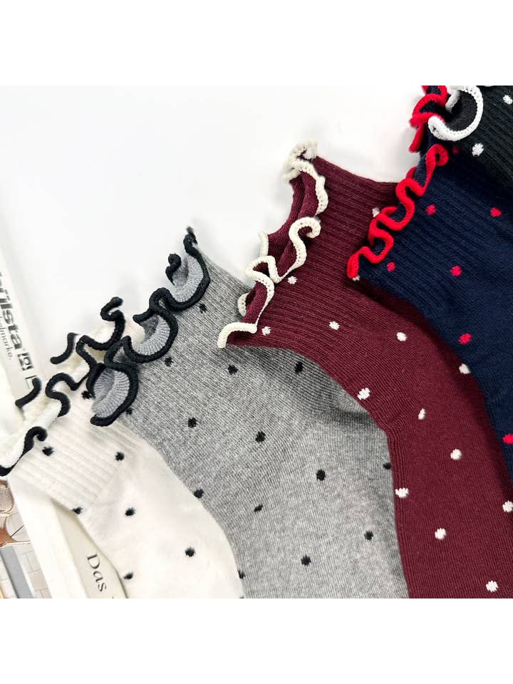 7DAYSSOCKS - Wholesale Socks - Women's - Women's Crew Frill Dot Socks4