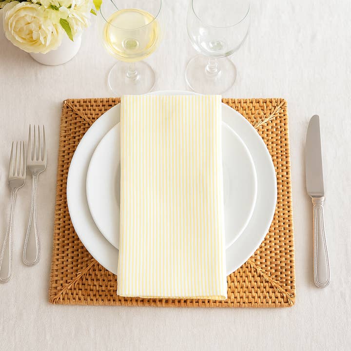 Fennco Styles - Wholesale Dinner & cloth napkin - Yellow Neutral Striped Cotton 20" Dinner Napkin